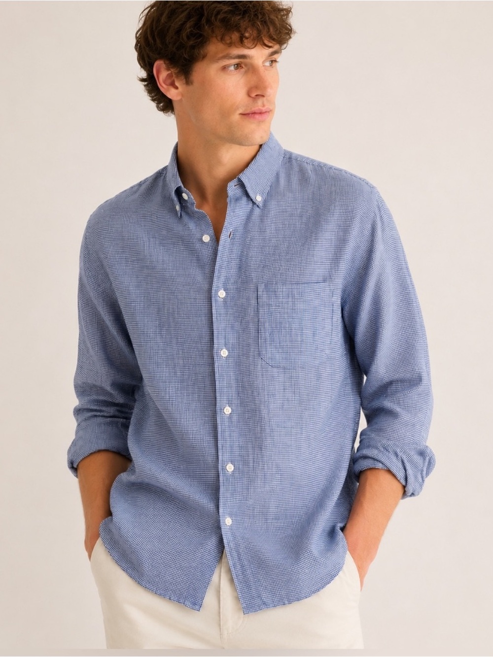 J. Crew Baird McNutt Irish Linen Men's Button Down Shirt Size Large Coastal